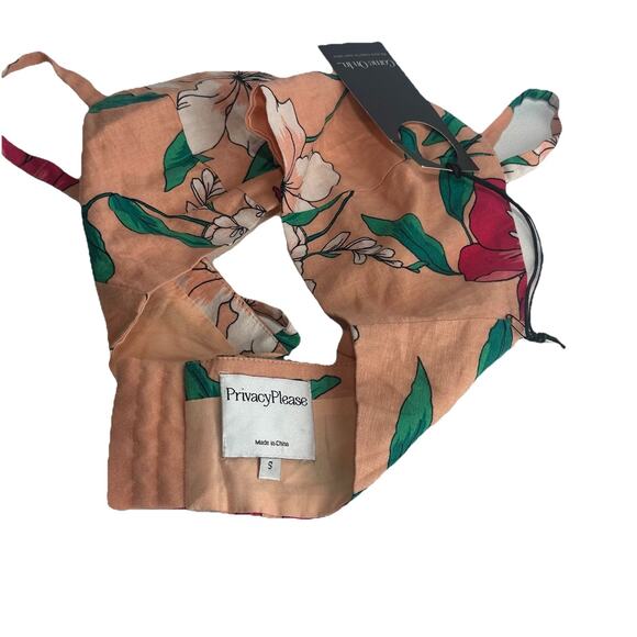 Privacy Please Revolve Shasta Linen Blend Bellini Floral Peach Crop Top Size S - Picture 4 of 8
